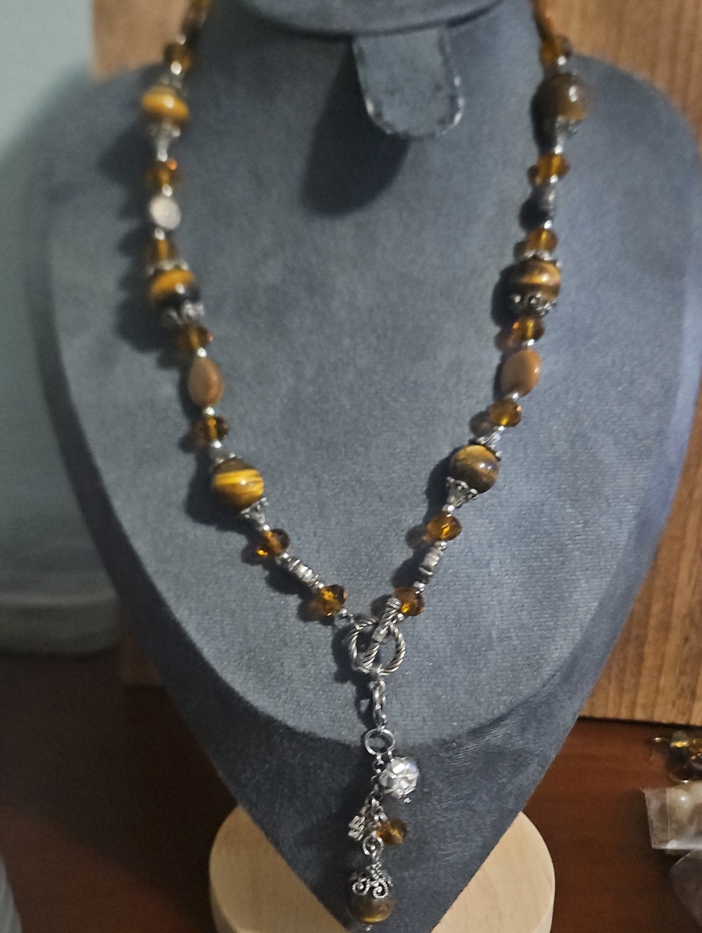 Brown Tiger Eye Beaded Y-Necklace